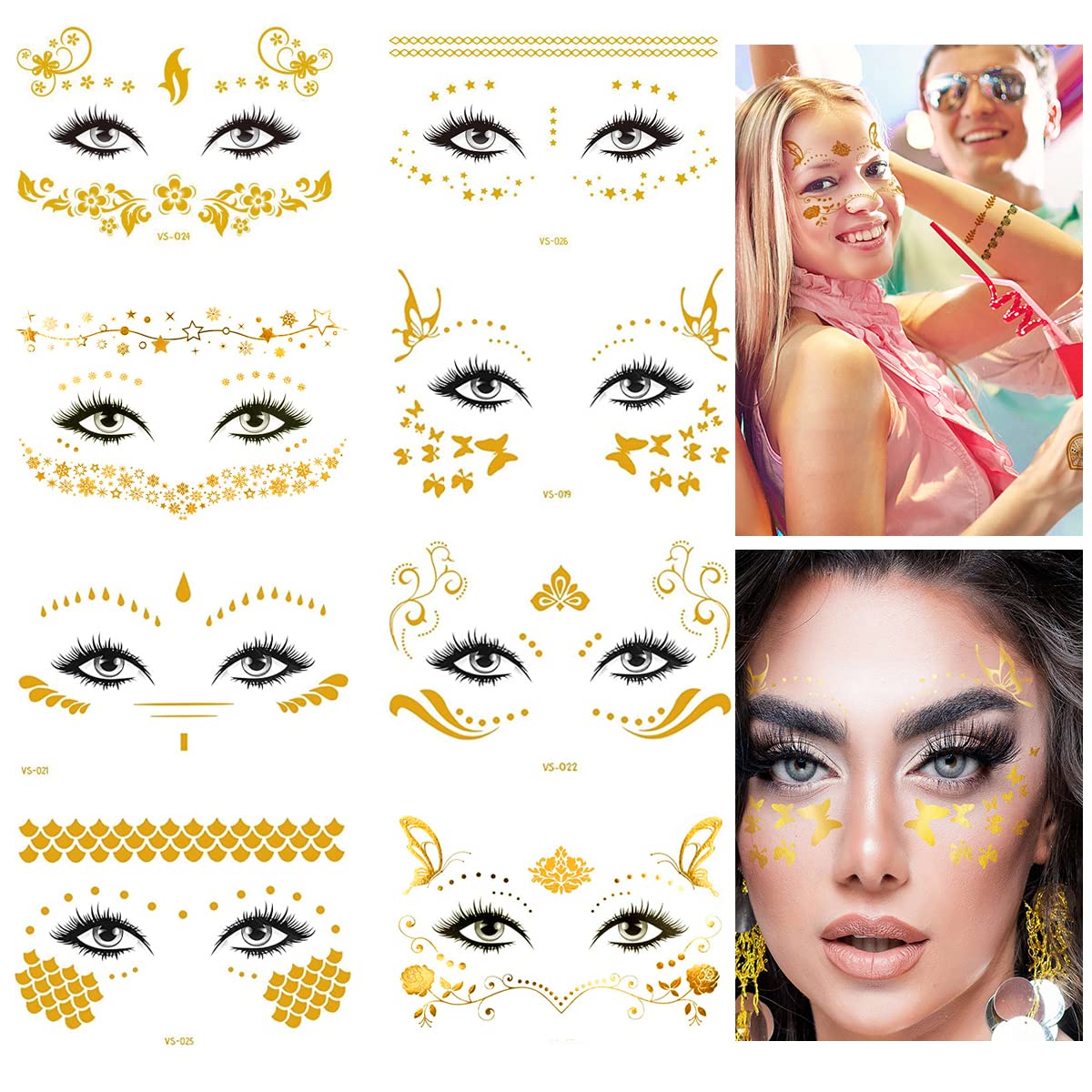 MAYCREATE Flower Face Temporary Tattoo Stickers for Women Girls, 3 Sheets Floral Face Eye Makeup Stickers Waterproof Art Fake Tattoos for Party Halloween Prom Photography MAYCREATE Flower Face Temporary Tattoo Stickers for Women Girls, 3 Sheets Floral Face Eye Makeup Stickers Waterproof Art Fake Tattoos for Party Halloween Prom Photography